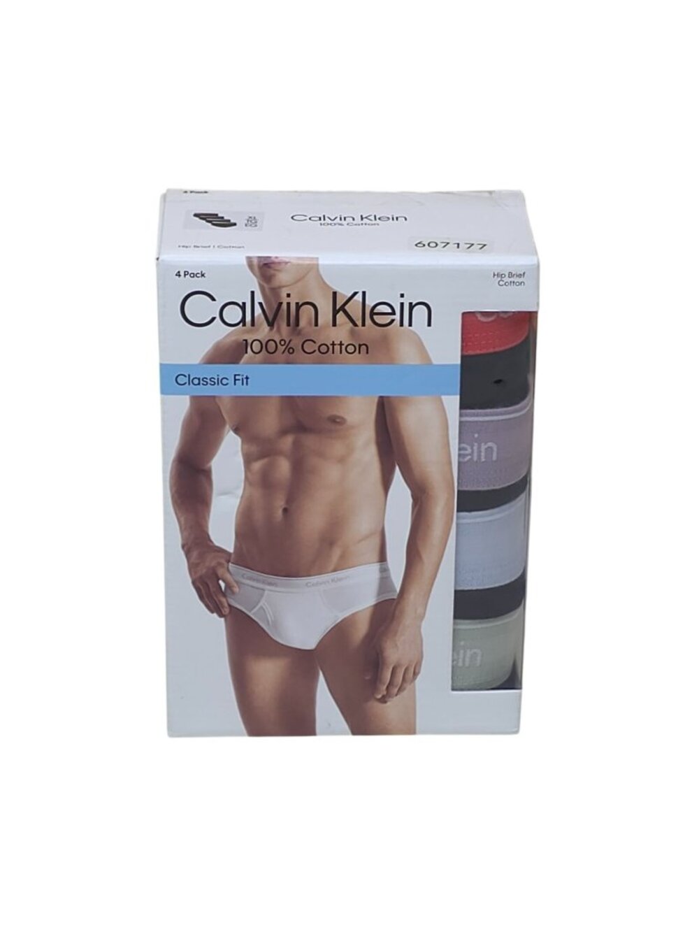 Calvin Klein Mens XL 4-Pack Classic Fit Hip Briefs Cotton Black w/Contrast